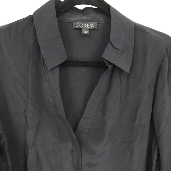 J. Crew Bungalow Crepe De Chine Shirt Womens S‎ Black Career Elevated Basic NWOT - Picture 6 of 16